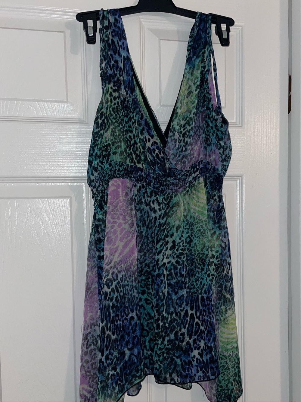Lster Vintage Y2K Teal and Purple Leopard Print Sleeveless Top